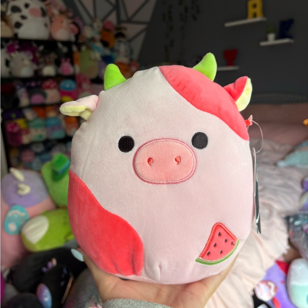 Oola the pink watermelon scented Squishmallow cow select series SS NWT 8in